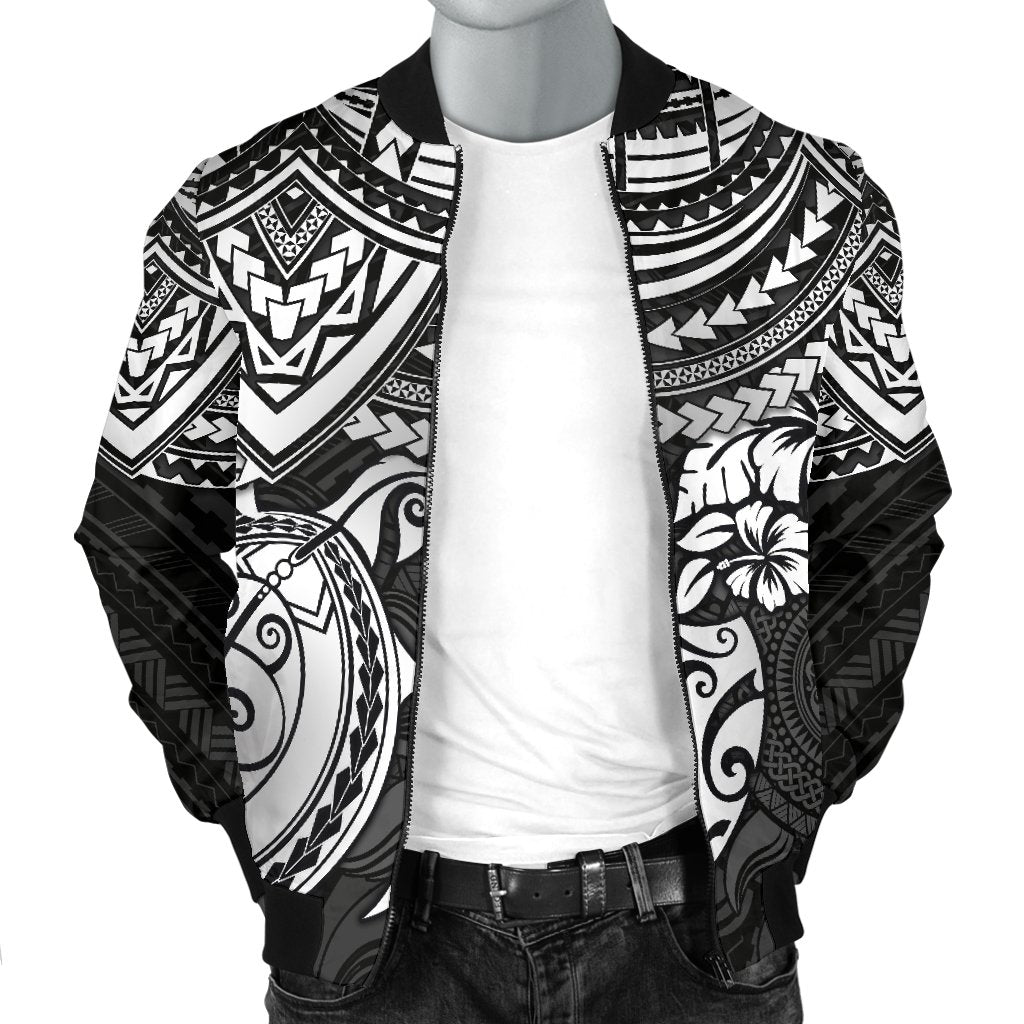 Polynesian Bomber Jacket (Men) - Polynesian White Turtle - Polynesian Pride