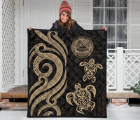 American Samoa Premium Quilt - Gold Tentacle Turtle - Polynesian Pride