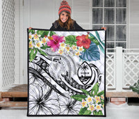 Guam Polynesian Premium Quilt - Summer Plumeria (White) - Polynesian Pride