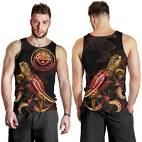 Federated States of Micronesia Men Tank Top - Turtle With Blooming Hibiscus Gold - Polynesian Pride