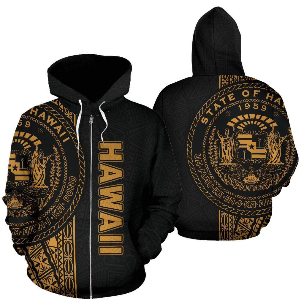 Polynesian Hawaii Zip up Hoodie Yellow Line Unisex Yellow - Polynesian Pride