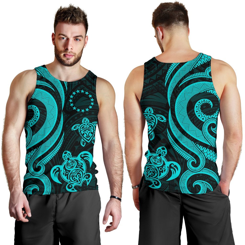 Cook Islands Men's Tank Top - Turquoise Tentacle Turtle - Polynesian Pride