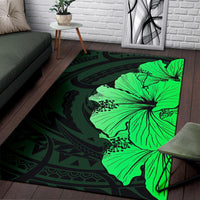 Royal Hibiscus Polynesian Tribal Area Rug Green AH - Polynesian Pride
