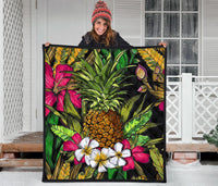 Hawaii Tropical Flowers Pineapple Premium Quilt - Polynesian Pride