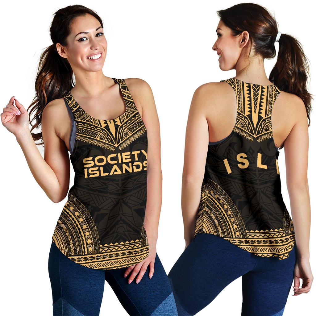 Society Islands Women's Racerback Tank - Polynesian Chief Gold Version - Polynesian Pride