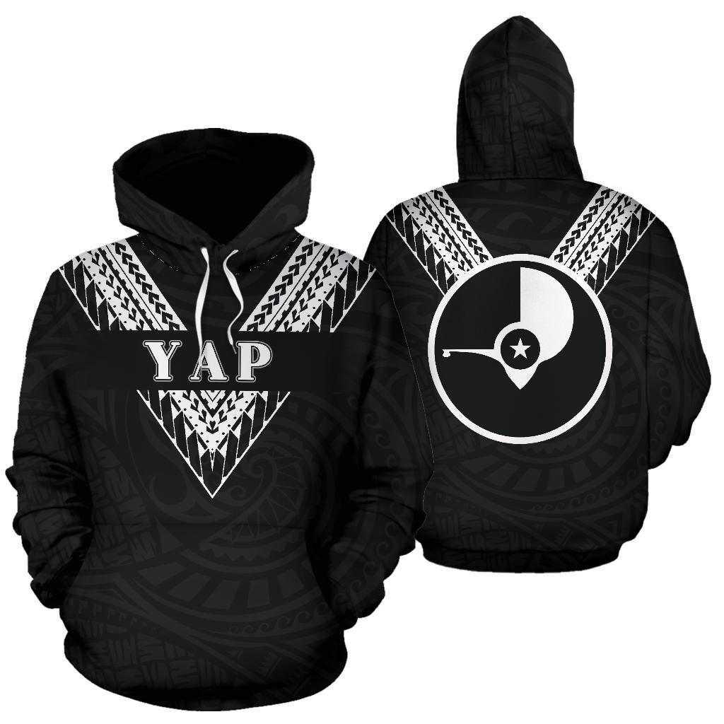 Yap All Over Hoodie Black Sailor Style Unisex Black - Polynesian Pride