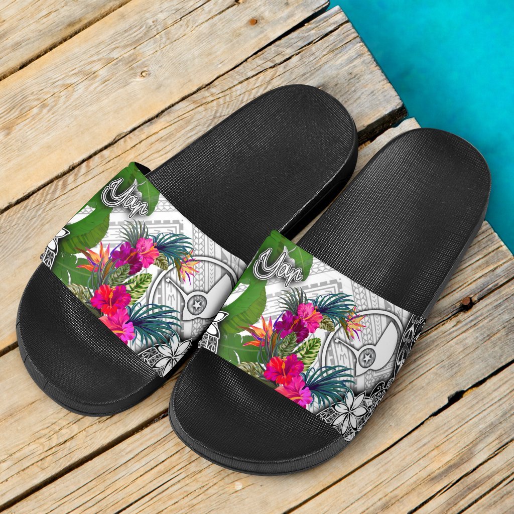 Yap Slide Sandals - Turtle Plumeria Banana Leaf - Polynesian Pride