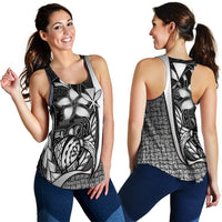 Polynesian Hawaii Women Racerback Tank White - Turtle with Hook White - Polynesian Pride