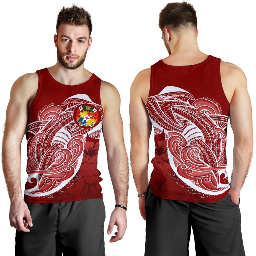 Tonga Men'S Tank Top Shark Coat Of Arms - Polynesian Pride