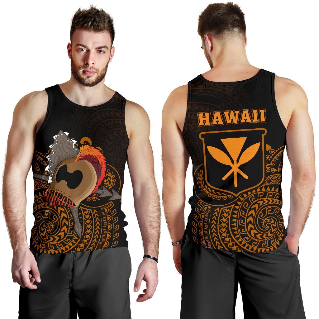 Hawaiian Warrior Helmet Polynesian Kanaka Men's Tank Top Black - Polynesian Pride