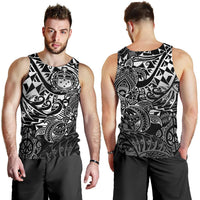 Samoa Polynesian Tank Top (Men) - White Turtle Flowing - Polynesian Pride