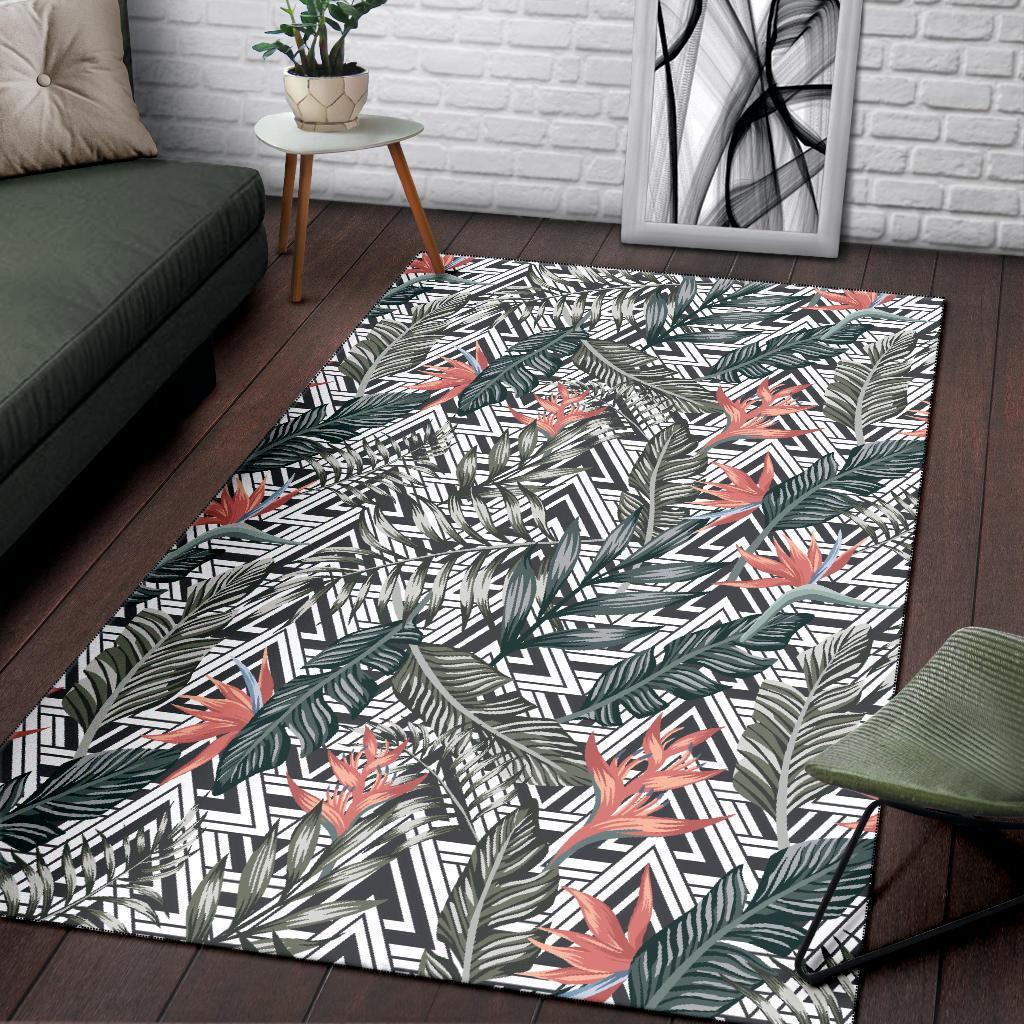Tropical Palm Leaves And Flowers Rug - Polynesian Pride