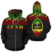 Guam Polynesian All Over Zip up Hoodie Reggae Horizontal Style Unisex Reggae - Polynesian Pride