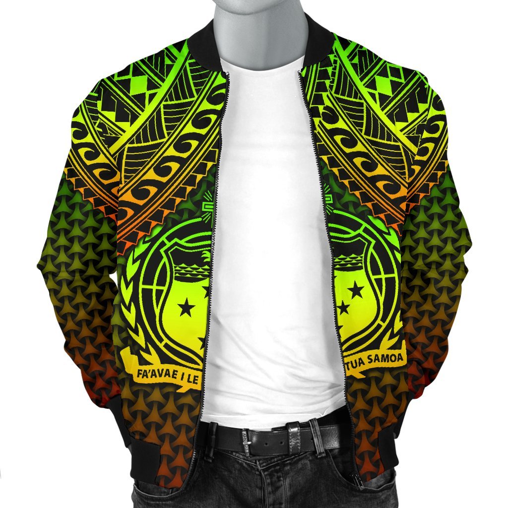 Polynesian Samoa Men's Bomber Jacket - Reggae Vintage Polynesian Patterns - Polynesian Pride