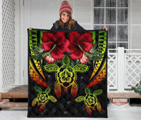 Hawaii Turtle Tropical Polynesian Premium Quilt - Iris Style - AH - Polynesian Pride