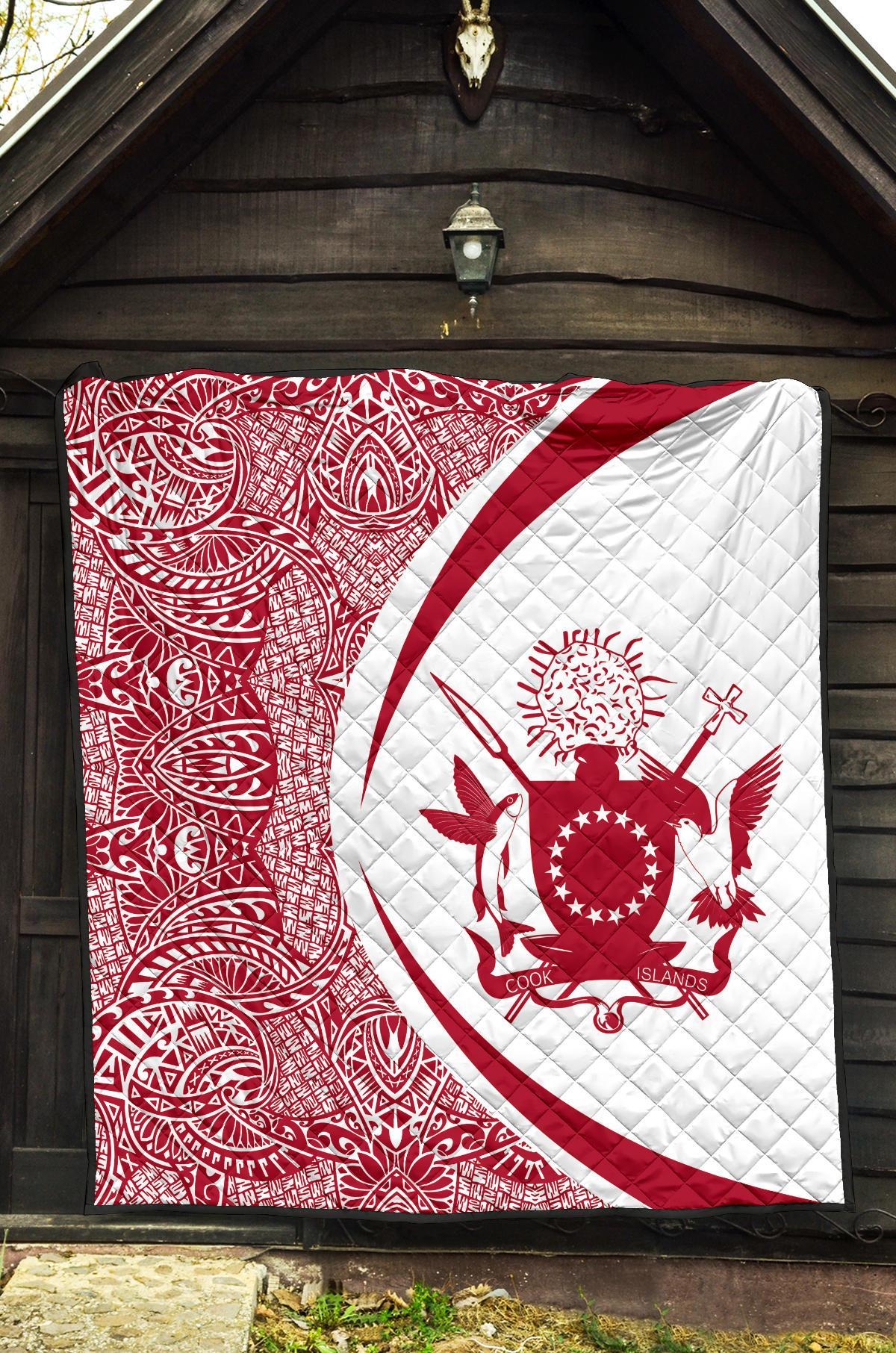 Cook Islands Coat Of Arms Polynesian Premium Quilt - Circle Style - 07 - Polynesian Pride