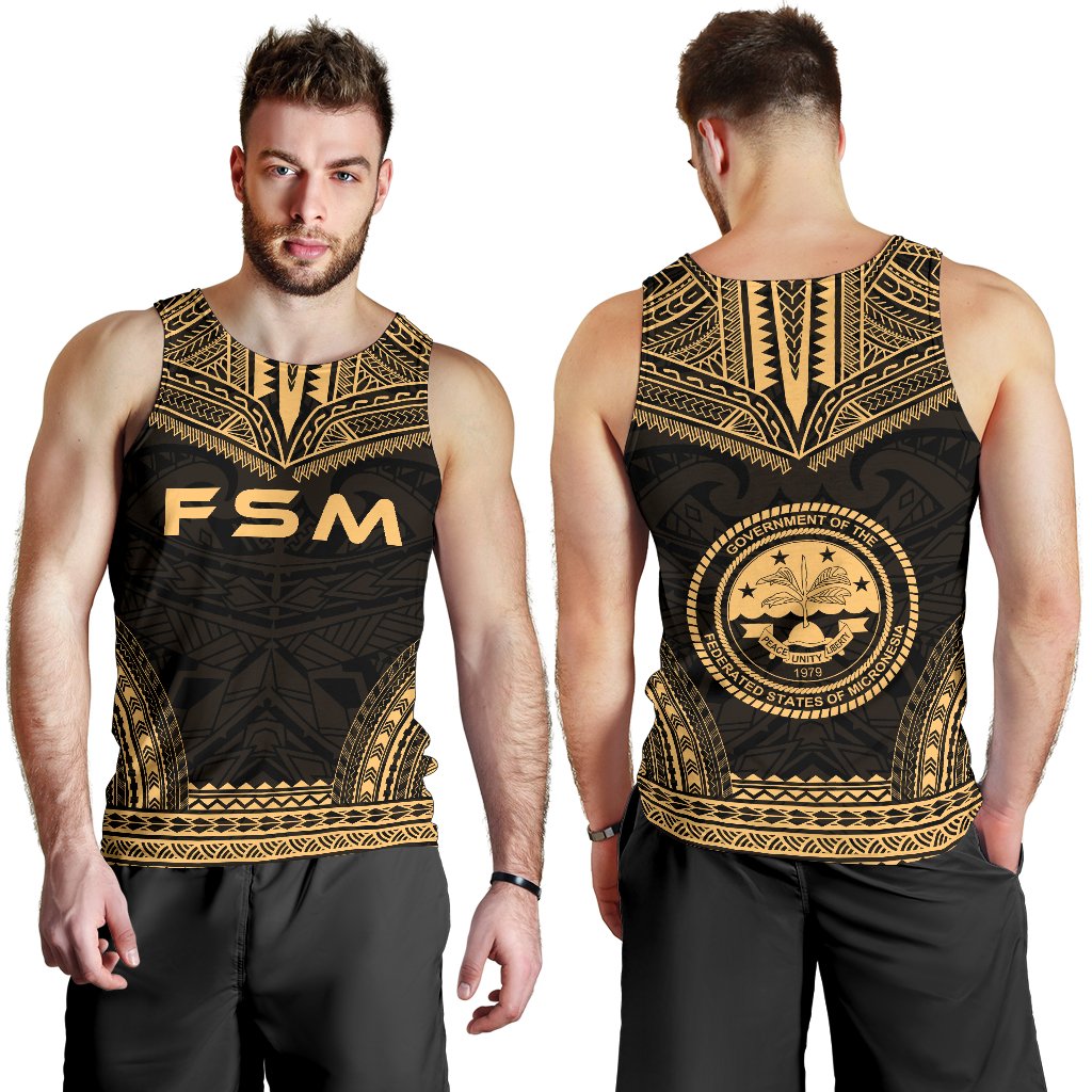 Federated States Of Micronesia Men's Tank Top - Polynesian Chief Gold Version - Polynesian Pride