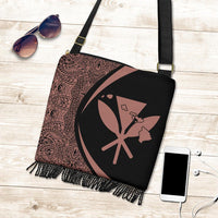 Hawaii Kanaka Polynesian Crossbody Boho Handbag - Circle Style Pink And Black - Polynesian Pride