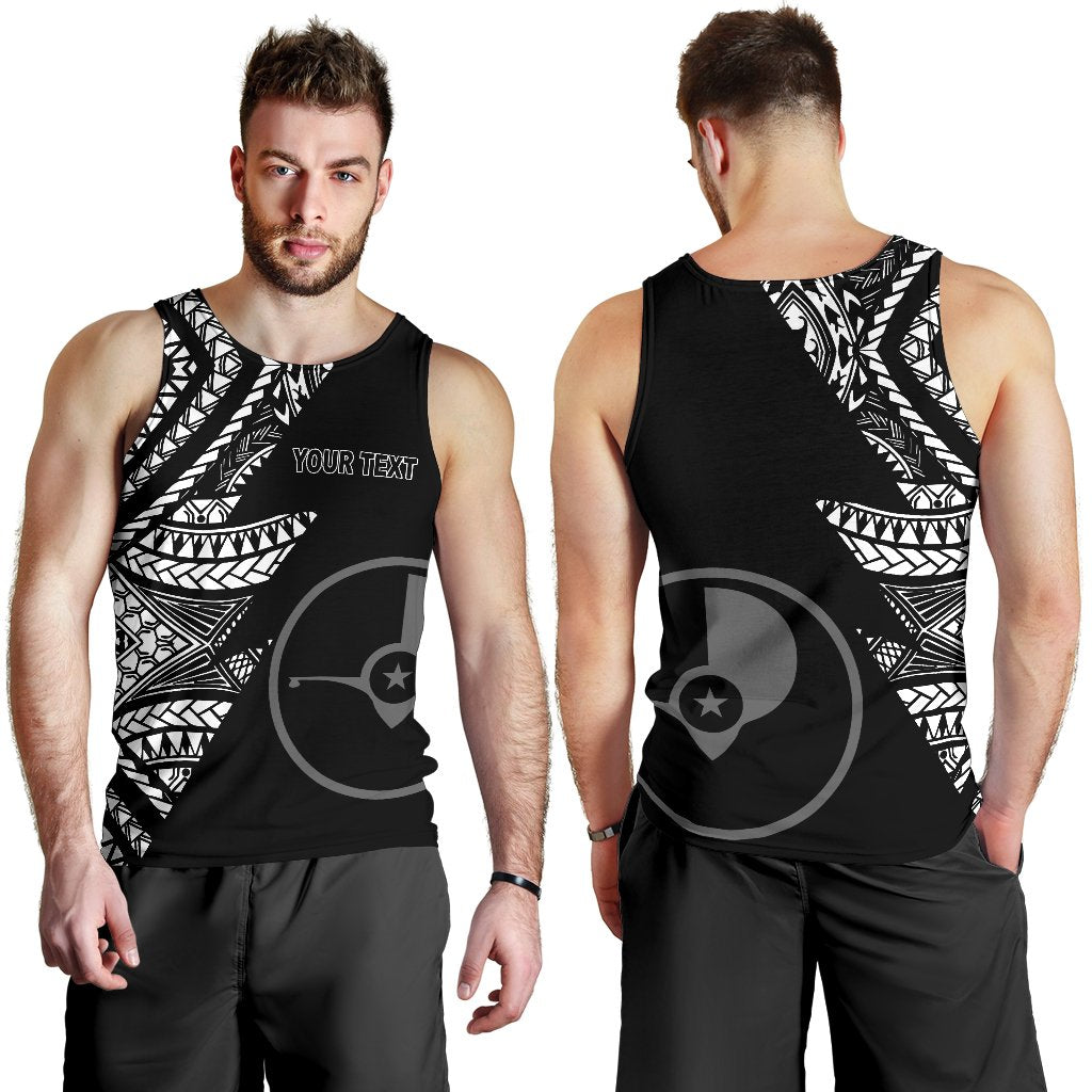 Yap Personalised Custom Men's Tank Top - Micronesian Pattern Flash Black - Polynesian Pride