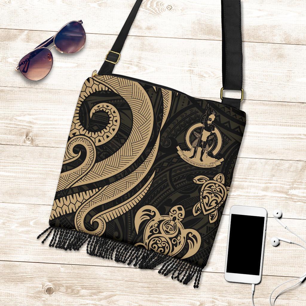 Vanuatu Boho Handbag - Gold Tentacle Turtle - Polynesian Pride