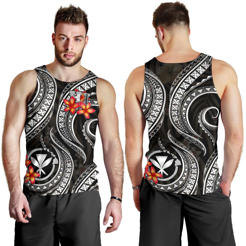 Polynesian Hawaii Men Tank Top - Black Plumeria BLACK - Polynesian Pride