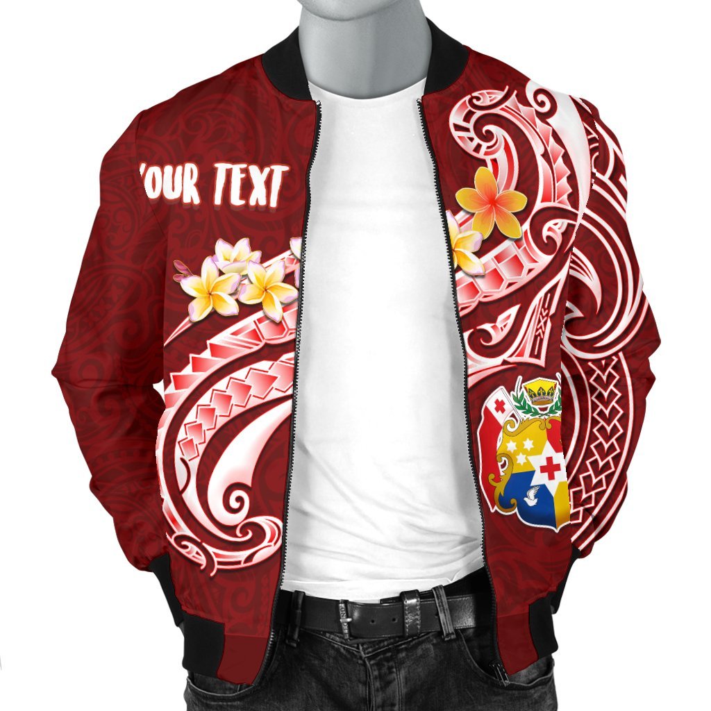 Tonga Personalised Men's Bomber Jacket - Tonga Coat Of Arms With Polynesian Patterns - Polynesian Pride