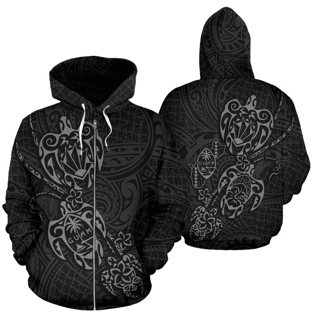 Zip up Hoodie Guam Family Turtles Map Polynesian Grey Unisex Grey - Polynesian Pride