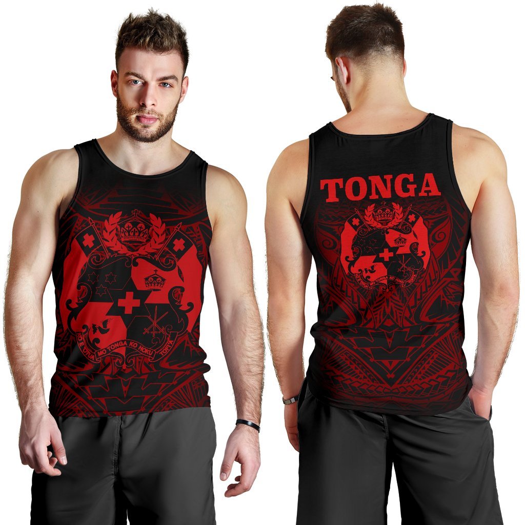 Tonga Polynesian Men's Tank Top - Red Tribal Pattern - Polynesian Pride