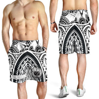 Samoa Men Shorts - Samoa Coat Of Arm, Maui Tattoo White - Polynesian Pride