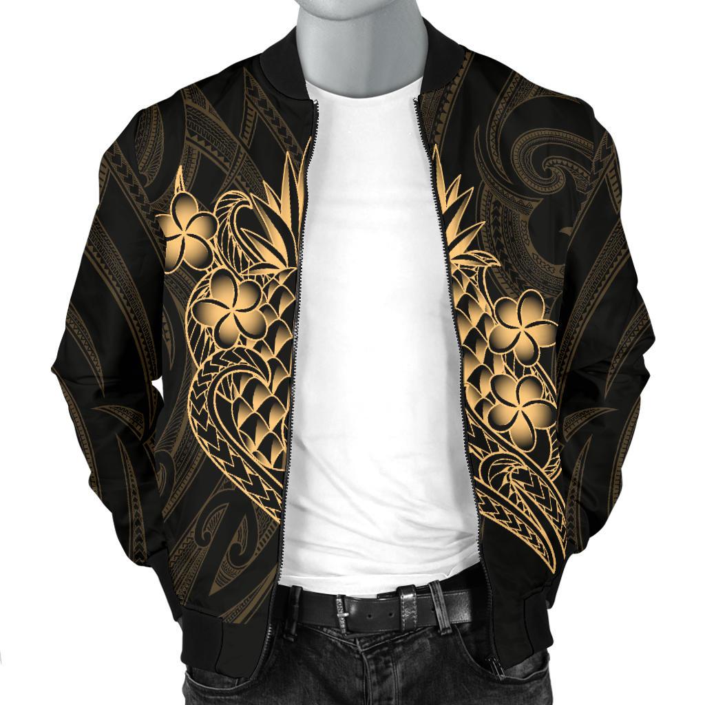 Polynesian Men's Bomber Jacket - Gold Pineapple - Polynesian Pride