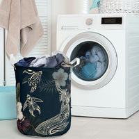 Hawaii Tropical Hibiscus Turtle Shark Aumakua Laundry Basket Lucas Style Blue AH - Polynesian Pride