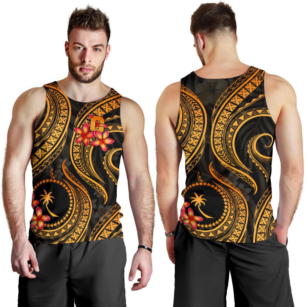 Chuuk Micronesian Men Tank Top - Gold Plumeria - Polynesian Pride