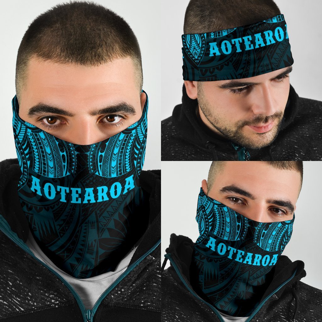 Aotearoa Maori Tattoo Bandana K4 - Blue - Polynesian Pride