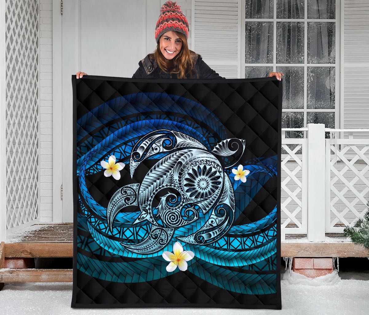 Hawaii Turtle Plumeria Polynesian Premium Quilt - Mela Style - Polynesian Pride