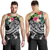 Guam Polynesian Men's Tank Top - Summer Plumeria (Black) - Polynesian Pride