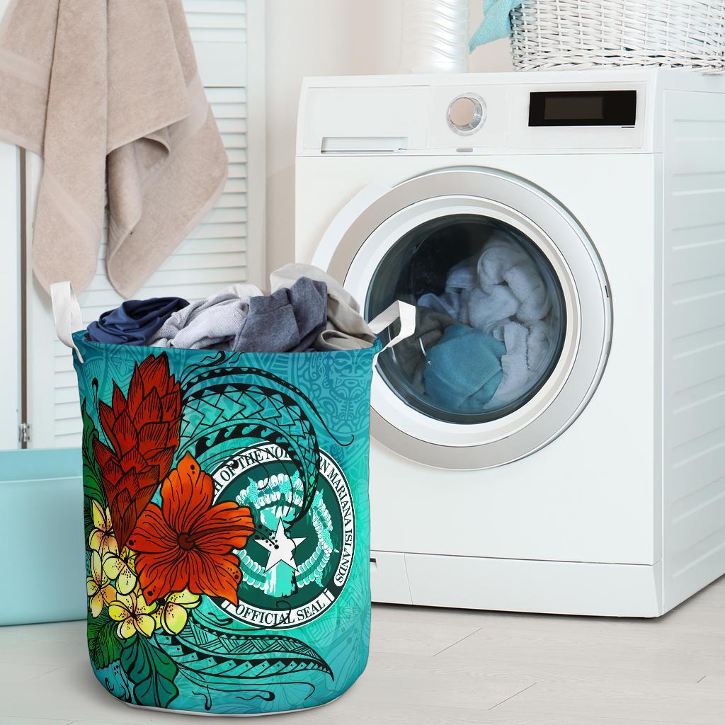 Northern Mariana Islands Laundry Basket - Tropical Flowers Style - Polynesian Pride