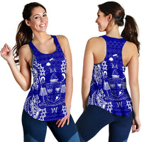 Fiji Polynesian Women Tank Top Map Blue - Polynesian Pride