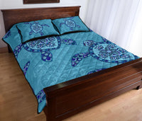 Hawaii Quilt Bed Set - Blue Turtle Quilt Bed Set - Polynesian Pride