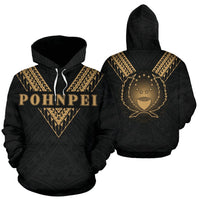 Pohnpei All Over Hoodie Gold Sailor Style Unisex Black - Polynesian Pride