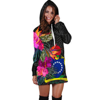 Cook Islands Women's Hoodie Dress - Polynesian Hibiscus Pattern - Polynesian Pride