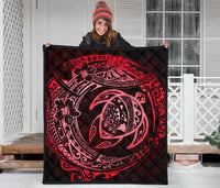 Hawaiian Turtle Polynesian Red Premium Quilt - Polynesian Pride