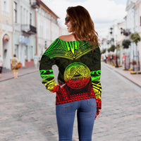 American Samoa Polynesian Chief Custom Personalised Women's Off Shoulder Sweater - Reggae Version - Polynesian Pride