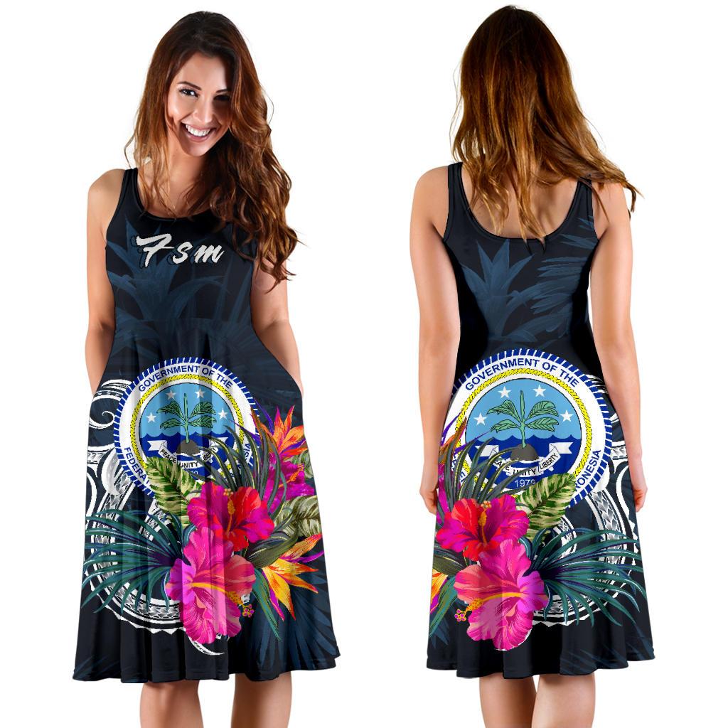 Federated States of Micronesia Midi Dress - Tropical Flower - Polynesian Pride