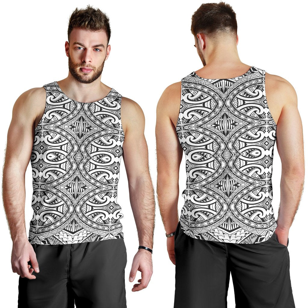 Polynesian Tribal Men's Tank Top Grown BMW White - Polynesian Pride