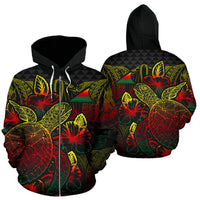 Tokelau Polynesian Zip up Hoodie Turtle Hibiscus Reggae Unisex Reggae - Polynesian Pride