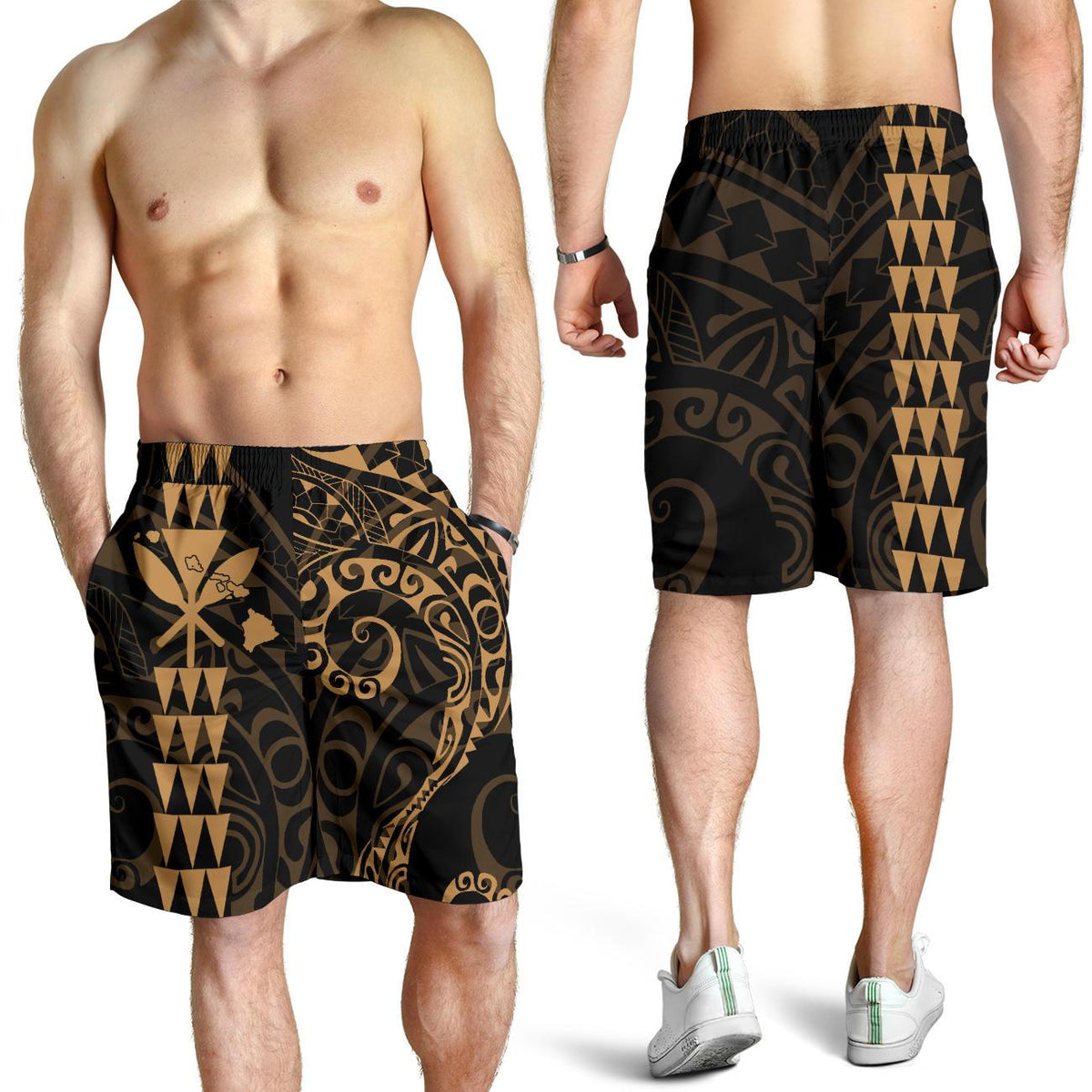 Kanaka Hawaii Map Gold Polynesian Men's Short - Polynesian Pride