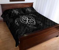 Hawaii Quilt Bed Set - Hawaii Polynesian Turtle Quilt Bed Set Flow Of Turtle Grey - Polynesian Pride