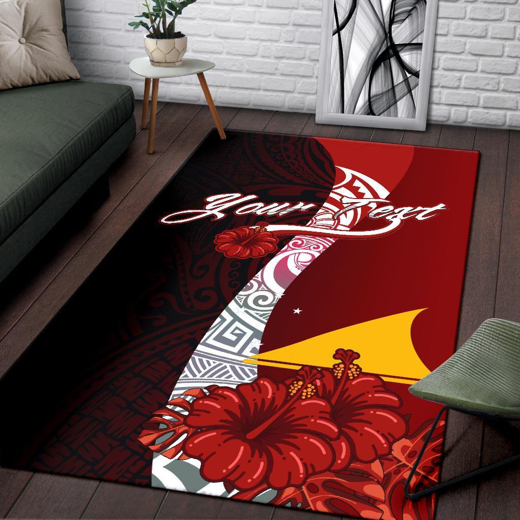 Tokelau Polynesian Custom Personalised Area Rug - Coat Of Arm With Hibiscus - Polynesian Pride