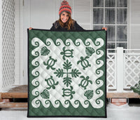 Hawaiian Premium Quilt Tropical Turtle Pattern - Green - Polynesian Pride