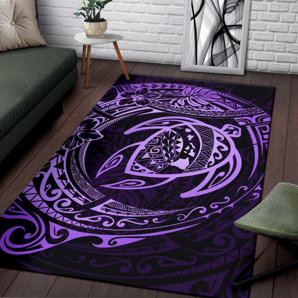 Hawaiian Map Turtle Polynesian Circle Rug AH - Polynesian Pride